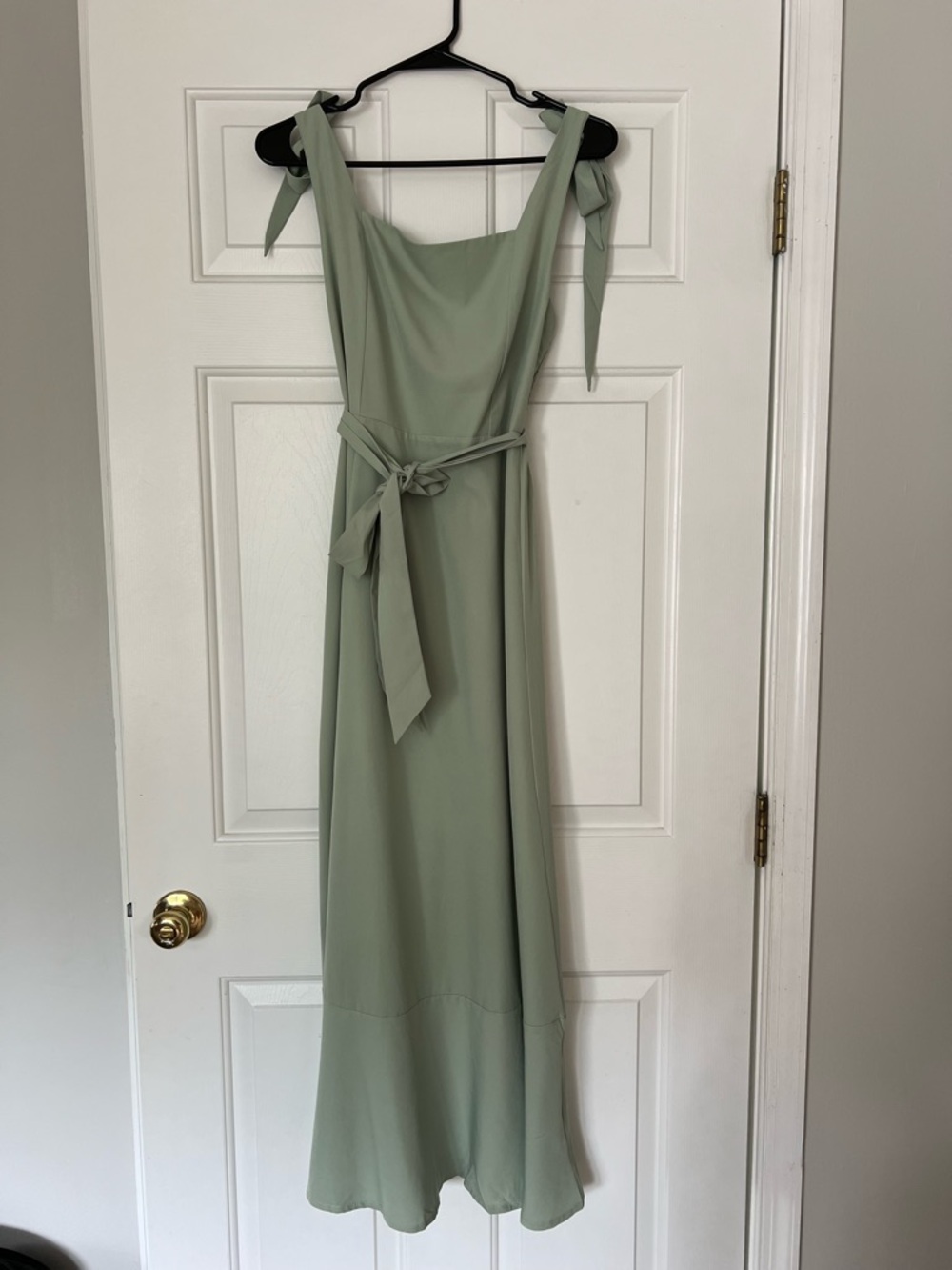 Light Sage Tie-Shoulder Midi Dress